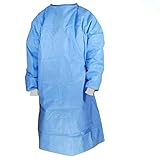 QIMANZI Unisex Schutzanzug Mehrweg Schutzkleidung Isolationskittel Non-Woven Medizin OP-Kittel Staubdicht Antibeschlag Wasserdicht (Blau, M)