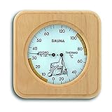 TFA Dostmann Analoges Sauna-Thermo-Hygrometer, mit Holzrahmen, Temperatur, Luftfeuchtigkeit, hitzebeständig