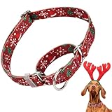 Weihnachtliches Martingale-Halsband für Hunde mit Schneeflocken und Weihnachtsbäumen, verstellbares, rutschfestes Hundehalsband, weiches Nylon, ideal für Whippets, Windhunde und mehr (S)