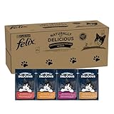 Felix Naturally Delicious, Katzenfutter nass Geschmacksvielfalt vom Land mit Gemüse in Gelee, 80er Pack (2x40x80g)
