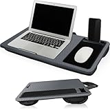 Laptopkissen Laptoptisch Unterlage Laptop Tablet mit Mousepad und Handy-Halterung (Carbon-Optik)
