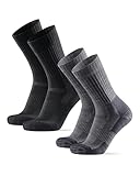 DANISH ENDURANCE Premium Merino Wandersocken, Trekking-Socken, Thermosocken, Starke Polsterung, für Damen & Herren, 2 Paar Mehrfarbig (1xSchwarz/Grau, 1x Hellgrau) 39-42