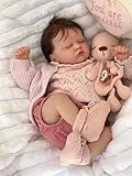 Reborn Babypuppe Mädchen 19 Zoll Handgefertigt Wiedergeborene Babys Weicher Stoffkörper Reborn Puppe Sieht aus wie EIN echtes Baby (Mädchen mit Geschlossenen Augen)