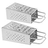 Mikikit 2 Stück Mini-Reibe Mini Reibe Käsereibe Küchenreibe Käse Reibe Effiziente Reibe vierseitige Reibe Karottenschredder Kartoffelreibe Schredder Zitrusschale Rostfreier Stahl Silver