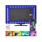 LED-Streifen für TV, USB-TV-Hintergrundbeleuchtungs-Kit mit Fernbedienung, App-Steuerung, Synchronisierung mit Musik, 5050 RGB Smart LED Bias Beleuchtung für HDTV (4 m für 65-75 Zoll Fernseher)