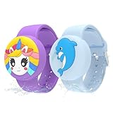 Wasserdichtes Airtag-Armband für Kinder (2 Stück), weiches Silikon-Airtags-Armband, leichter GPS-Tracker-Halter, kompatibel mit Apple Air-Tag-Band für Kinder (lila/blau)