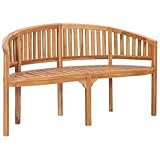 vidaXL Teak Massiv Bananenbank 3-Sitzer Gartenbank Sitzbank Holzbank Parkbank Affenbank Terassenbank Balkonbank Bank Outdoor 151cm