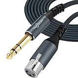 Twozoh XLR Buchse auf 6,35 mm TRS Kabel1M, Geflochtenes Klinke Stereo 6,35 mm stecker auf 3 poliges XLR Mikrofonkabel (Professional/HiFi)
