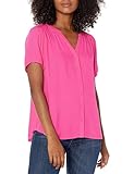 Amazon Essentials Damen Kurzärmlige Webbluse Mit Lockerer Passform, Intensive Rosa, XXL