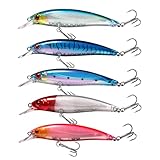 iUeeQkoo 5 Stück Hecht Köder,Kunstköder Wobbler Set,Angelzubehör,Fisch Köder Swimbait lebensechter für Zander Barsch Forellen, Angel köder für Süß und Salzwasser,Raubfisch,Angeln Geschenk