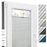 Estika Thermo Plissee mit Bohren nach maß - 5 Farben, Breite 30-129 cm, Höhe 50-149 cm - Verdunklungsplissee, Plissee Blickdicht, Fenster rollos für innen, Rollos für Fenster