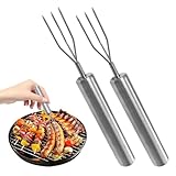 YAZWUR 2 Pcs Pellkartoffel-Gabel, wiederverwendbar als Maisspieß und Schälhilfe, aus rostfreiem Edelstahl (3 Zinken) (Edelstahl)