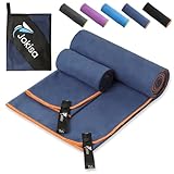 Jokisa 2 Stück Mikrofaser Handtuch Set (180x90cm Badetuch Groß+100x50cm Sporthandtuch),Schnell Trocknend und Kein Sand Strandhandtuch, Microfaser Handtücher für Fitness, Strand
