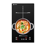 AMZCHEF Induktionskochfeld 52cm, eingebaut Domino Induktionskochplatte Einbau mit 10 Leistungssstufen, Sensor-Touch-Steuerung und Safety lock, 3300W