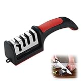 FOSDICK Manuelle Messerschärfer, Wolframstahl Messerschleifer, Professioneller 4 Stufen Knife Sharpener, Aufhängbar Messer Schärfen, Praktisch Messerschärfen für Küchenmesser, Obstmesser, Scheren