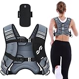 Sportneer Gewichtsweste mit reflektierenden Streifen für Gewichtheben, Laufen und Fitness 3,6 kg/ 5,4kg/ 6,8 kg/ 9kg/ 11kg, Brustgröße Verstellbar, Praktische Tasche, Gefüllte Gewichtsweste