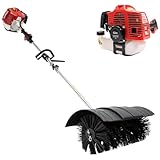 Garbenat Kehrmaschine 52CC Schneefräse Benzin 1.7KW 2-Takt Motorbesen 189cm Handkehrmaschine Schneefräsen mit 56cm Bürstenbreite 2.3PS Kehrbesen Benzin Schneeräumer für Kunstrasen, Straßen