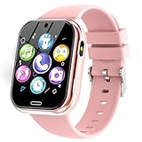 Igreeman Smartwatch Kinder-Uhr Telefon für Mädchen und Jungen mit Spiele Anruffunktion SOS Kamera Musik Schrittzähler Taschenlampe Wecker-Kids smart Watch telefonieren Geschenk für 4-10 Jahre(Rosa)