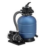 Juskys Sandfilteranlage PSFA20A 10 m³/h - Pool Filteranlage mit 4-Wege Ventil, Druckanzeige & 23 kg Sand-Tank - Ø 32/38 mm - Poolfilter Poolpumpe Sandfilter