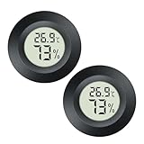 JEDEW Hygrometer Thermometer Digital Humidity Meter Indoor/Outdoor Humidity Monitor Reptile Thermometer for Humidors Greenhouse Garden Cellar Fahrenheit (℉) or Celsius(℃) (schwarz-2 Pack) (2)