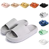 Sumvov Cozyslides Original Damen Schlappen 100% EVA Super Weich Rutschfest Badeschuhe Cozislides Original Hausschuhe Damen Herren,Grau,40/41 EU
