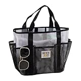 Genérico Strandtasche, Netztasche, groß, multifunktional, modisch, für Reisen, Fitnessstudio, Urlaub, Sommer, Familie, Schwarz , Consulte la descripción