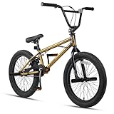 AVASTA Hesper 20 Zoll Kinderfahrrad Freestyle BMX mit 4 Pegs Fahrräder für 6-14 Jahre alte Jungen und Anfänger, Gold