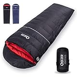 QEZER Schlafsack Winter Outdoor -10C° Leichter Warmer Daunenschlafsack mit 620FP Premium Daunen für Camping, Wandern und Trekking Outdoor(EIN einziger Rechter Reißverschluss)