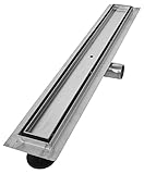 VILSTEIN Duschrinne 90cm | Befliesbar | Edelstahl Bodenablauf Komplettset | Extra flach | Siphon mit Geruchsstop | Haarsieb