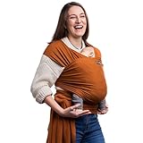 CuddleBug Babytragetuch ab Geburt bis 36 Monate (3,2-15,8 kg) - Kuscheliges & Elastisches Tragetuch Baby, Verstellbar von XS bis XXL, Stillfreundlich & Einfach zu Binden (Braun)