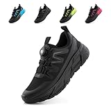 Hitmars Laufschuhe Damen Sportschuhe Turnschuhe rutschfeste Leichtgewichts Straßenlaufschuhe Sneaker Joggingschuhe Atmungsaktiv Walkingschuhe Fitness Schuhe F1 Schwarz 38 EU