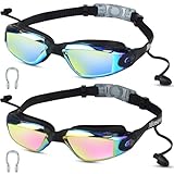 Moseem Schwimmbrille Kinder, 2 Stück taucherbrille Kinder 10 Jahre und Erwachsene,Schwimmbrille für Herren Damen,Anti-Fog,Kein Auslaufen