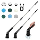 Journeyside Elektrische Reinigungsbürste, Electric Spin Scrubber Schnurlos mit 9 Bürstenkopfe & Verstellbarem Griff, IPX7 Putzbürste Elektrisch 2 Modi Tiefe Reinigen von Fliesen,Küche,Grille,Glas