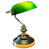 INNOVATE Bankerlampe Grün – 36cm hohe Bürolampe E27 – englische Retro Schreibtischlampe Messing – 1,5m Kabel mit Kippschalter und Eurostecker – Bibliothekslampe Lampenschirm Acrylglas Grün