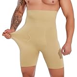 Gleefeat Body Shaper Hohe Taille Schlankheits Shapewear für Männer Naht-Kompressions-Slip Boxer, Beige, Large