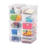 Iris Ohyama Vielseitige Aufbewahrungsboxen, 5L, 10er-Set, Transparent, Deckel leicht schließbar, Stapelbar, Für Schrank, Regale, Klassenzimmer, Organisation, Spielzeug, Kunstbedarf, Schuhe, CNL-5