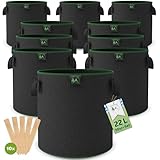TTL Garden 10x 22L Pflanzsack aus Vlies Stoff - 10er Set 20L +10% = 22 Liter Pflanztaschen aus 300 g/m² Filz & Vliesstoff - Pflanzgefäß Pflanzbeutel für Balkon Terrasse Gewächshaus & Garten
