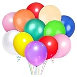 100 Stück Luftballon Pricl,100% Reiner NATURLATEX, 10 sortierte helle Farbe Ballons, 12 Zoll (30cm) Latex Ballons, Regenbogen Ballons für Geburtstag Babyparty Hochzeit Baby Shower Deko