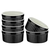 GRÄWE Keramikschälchen 6-teilig – Crème Brûlée Schälchen, Ofenfeste Schälchen 250 ml, Schwarz Matt, Dessertschalen Rund Ø 10 cm, Mini Auflaufformen, Stapelbar, Spülmaschinengeeignet