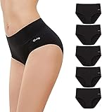 Anqier Unterhosen Damen, 5er Pack Stretch Baumwolle Hohe Taille Slips Damen Atmungsaktiv Panties Weich Frauen Unterwäsche