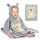 Yosemy Kapuzenhandtuch Baby - Oeko TEX - Baby Handtuch Kapuze 100% Baumwolle Badeponcho Kinder Babyhandtuch mit Kapuze Weich & Super Saugfähig 0-3 Jahre-Bär