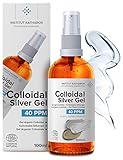 Reines Kolloidales Silber Gel 40 PPM | Nur 100% natürliches Gel auf der Welt | 3 Inhaltsstoffe | Optimale Textur & Absorption (Besser als Creme) | Bernsteinfarbenes Glas und ultra praktische Pumpe