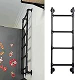 Bodentreppe Stufenleiter rund Eisen-Notrohr gerade Feuerleiter für Außendach/Garage 3.3-9.8ft Schwarz Innenhöhe Doppelbett Etagenbett Tragkraft 330lb(