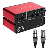 USB-Audio-Schnittstelle, 24 Bit/192 kHz für Aufnahme von Podcasting und Streaming, 48 V Phantomspeisung, mit XLR-Kabel (keine Software im Lieferumfang enthalten) (mit XLR-Kabel)