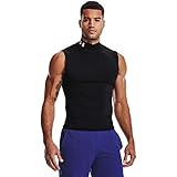 Under Armour Men's HeatGear Armour Compression Mock Sleeveless, Black (001)/White, Large