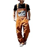 YOSUWOAI Jeans Latzhose für Herren Entspannte Passform Arbeitskleidung mit verstellbaren Trägern praktischen Werkzeugtaschen Jumpsuit Einfarbig Latzhosen Locker Arbeitslatzhosen