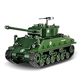 DUANT 97010 M4 Sherman Medium Tank Block Set, 1682 Stücke Militär 1:28 Block Modell Spielzeug, Tank Modelle für Raum Dekoration oder Sammlung, Militär Enthusiasten