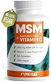 MSM 2000mg pro Tag + natürliches Vitamin C - 365 Tabletten mit Methylsulfonylmethan - kompakteres MSM Pulver als bei MSM Kapseln - hochdosiert mit 1000 mg pro MSM Tab - vegan & ohne Zusatzstoffe