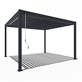 WEIDE® Deluxe Pavillon in Anthrazit mit Lamellendach 3,6x4 m I Rostfreie & Robuste Voll-Aluminium Pergola freistehend I Optimaler Schutz vor Sonne & Regen Dank verstellbaren Aluminium-Lamellen