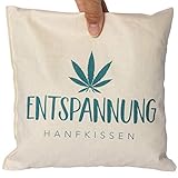 Herbalind Hanfkissen Entspannung Kräuterkissen Schlafen Dekokissen mit Füllung - Duftkissen mit getrockneten Hanfblättern, Bezug 100% Baumwolle Geschenk als Duftkissen, Aromakissen, 21x21 cm